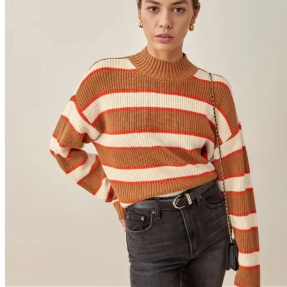 Reformation Brown and Cream Striped Sweater - Picture 3 of 14